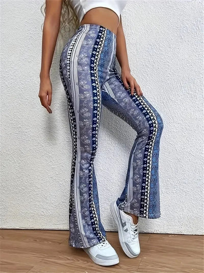 Tribal Paisley Floral Bell Bottom Leggings