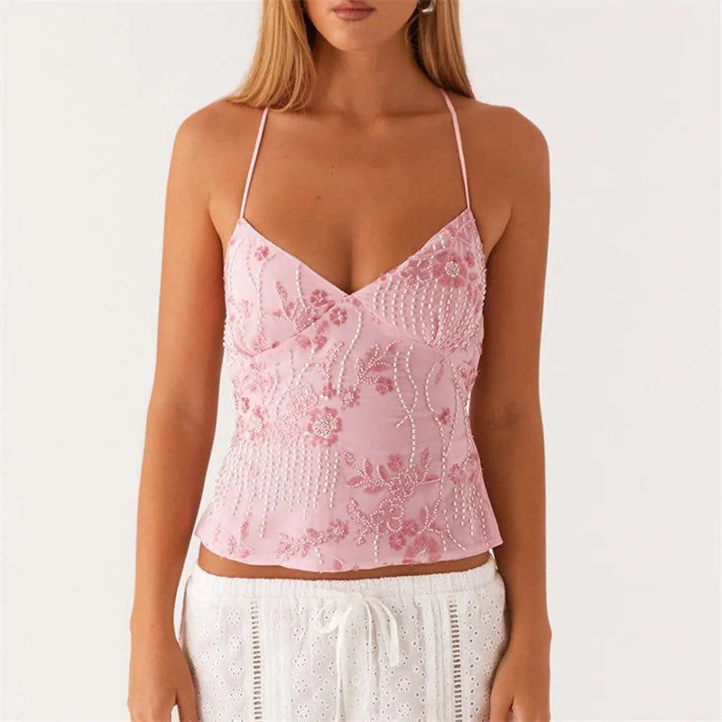 Maeve Sequin Halter Crop Top