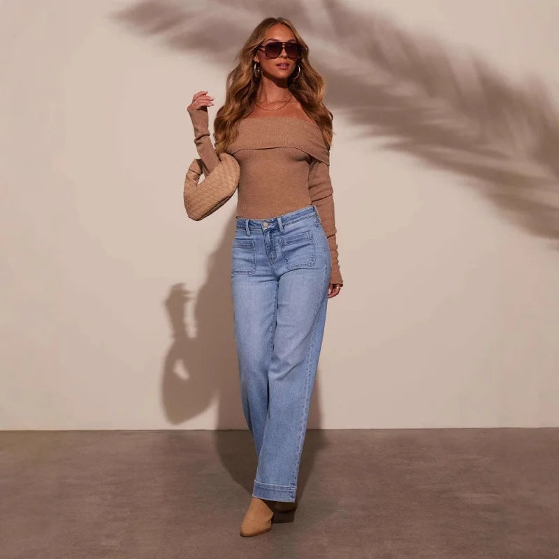 Tajah Wide Leg Denim Pants