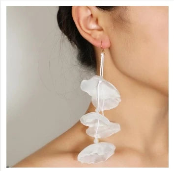 Long Charm Flower Earrings