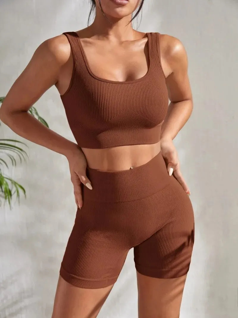 Seamless Ribbed 2 Piece Workout Set