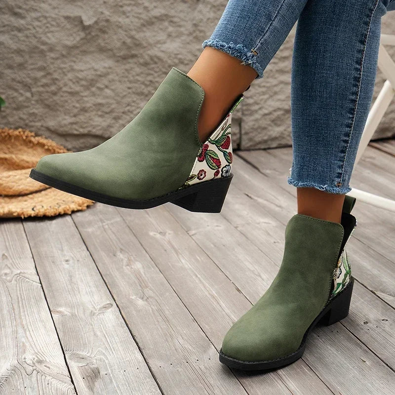 Zephyra Suede Floral Booties