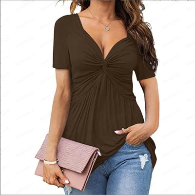 Orchid Twisted V-Neck Top