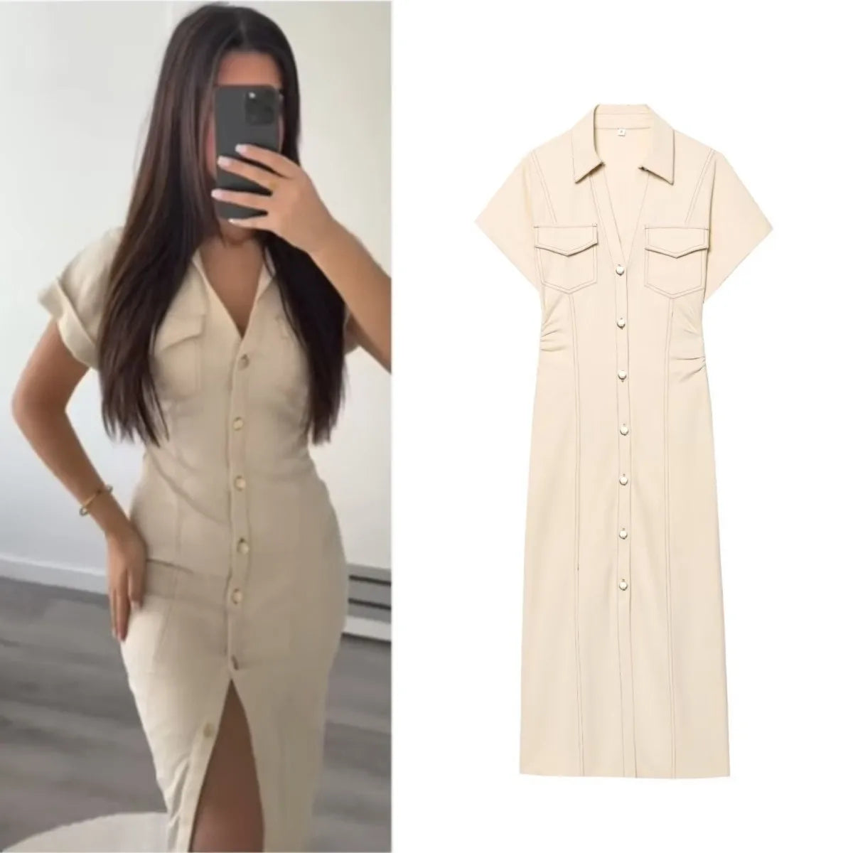 Midnight Button Dress