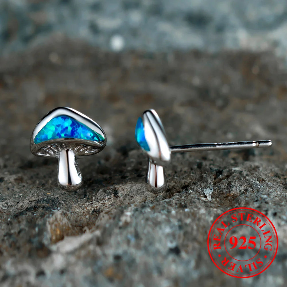 925 Opal Mushroom Earrings
