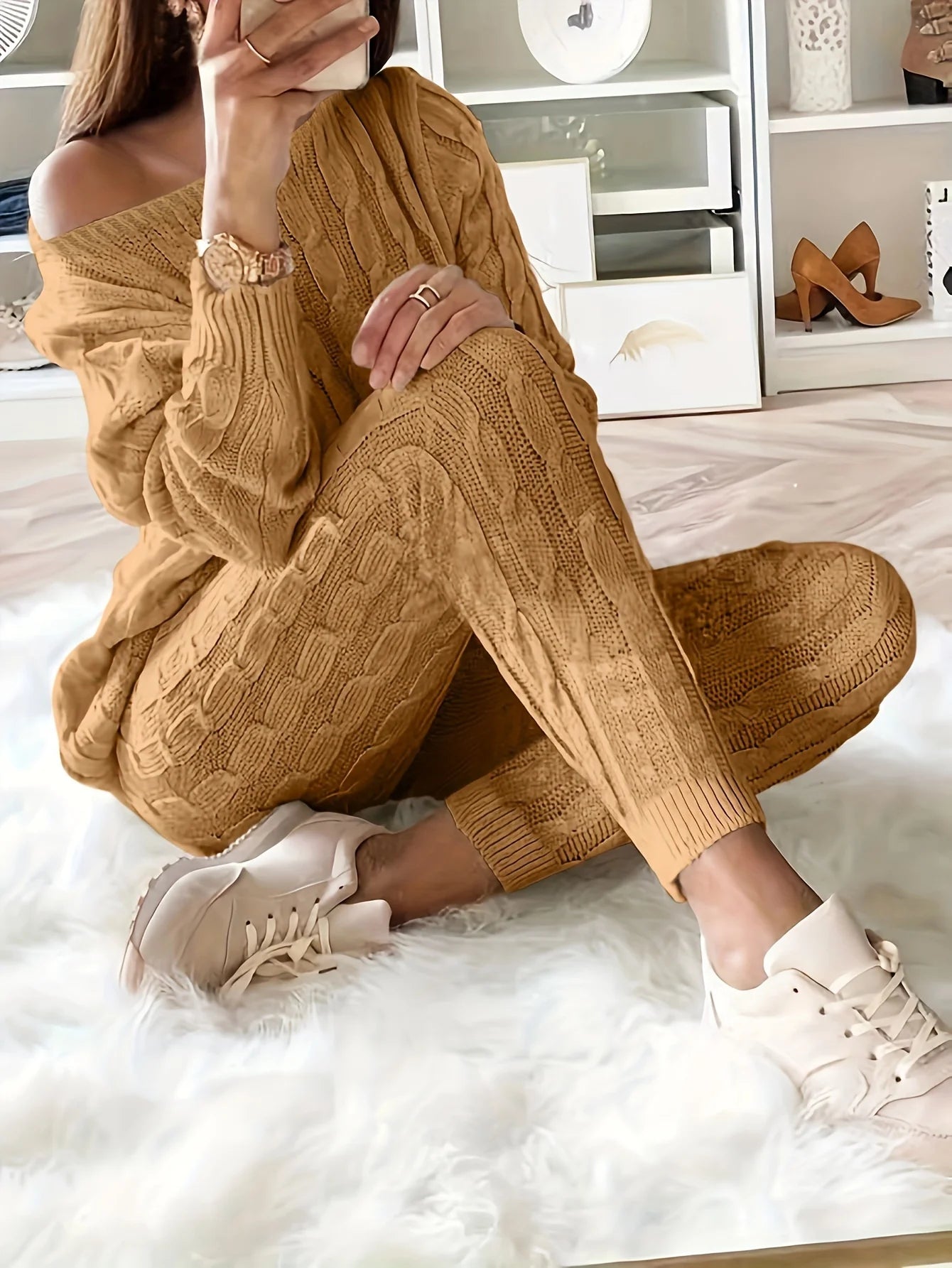 Solid Knitted Matching Two Piece Set