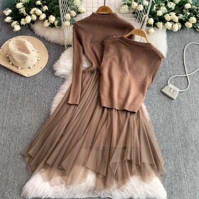 Blushing Rose Chic Dress and Floral Vest Set