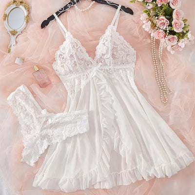 Lace Nightgown & Underwear Set