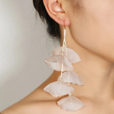 Long Charm Flower Earrings