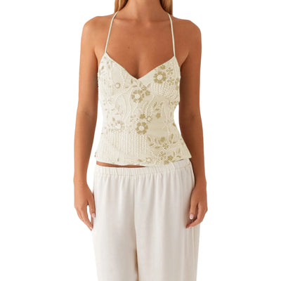 Maeve Sequin Halter Crop Top