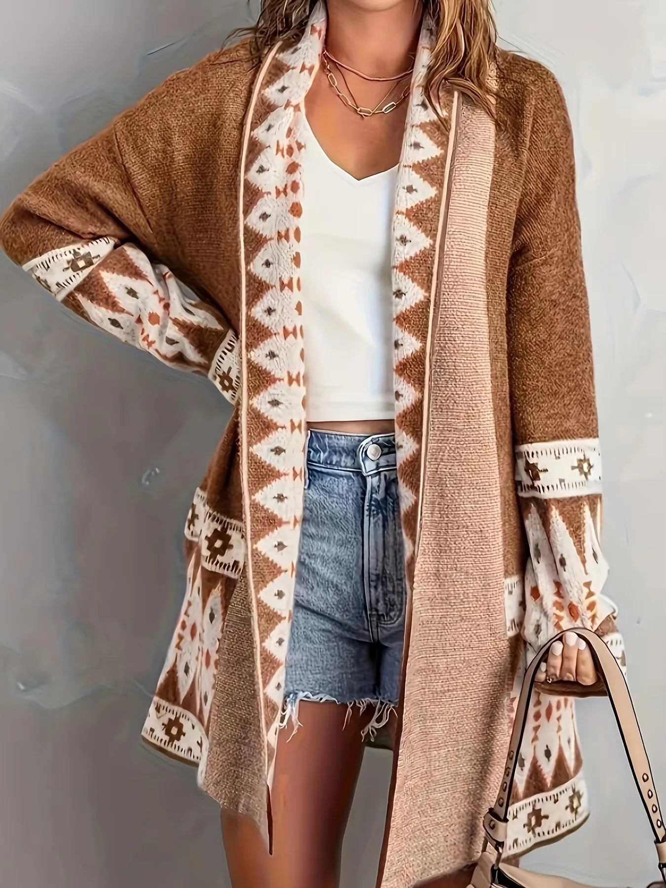Geometric Print Cardigan