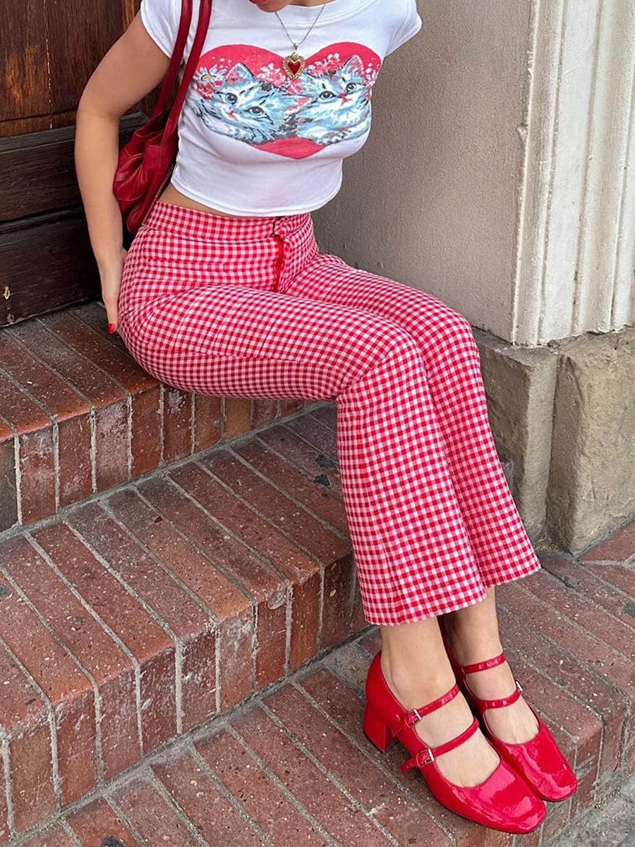 Ilyra Plaid Flare Pants