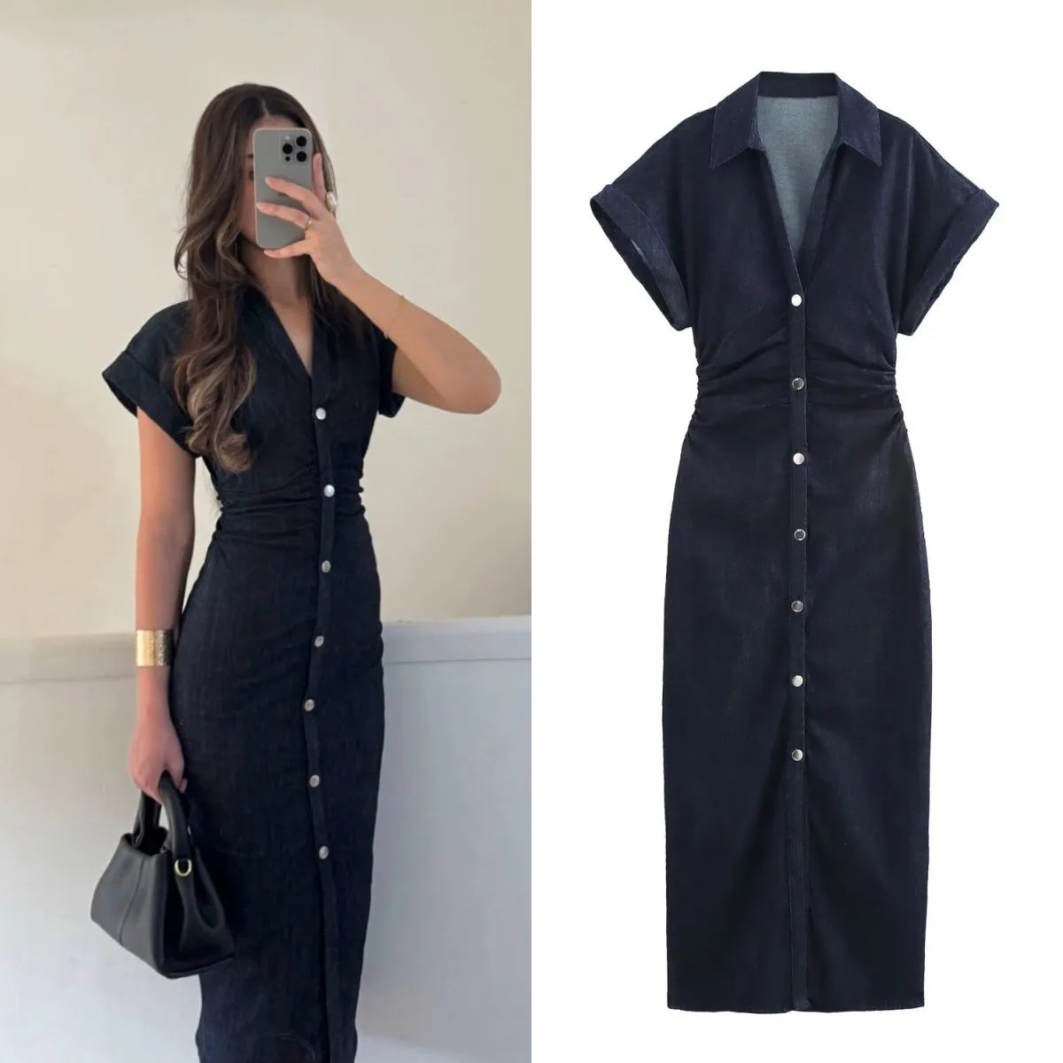 Midnight Button Dress