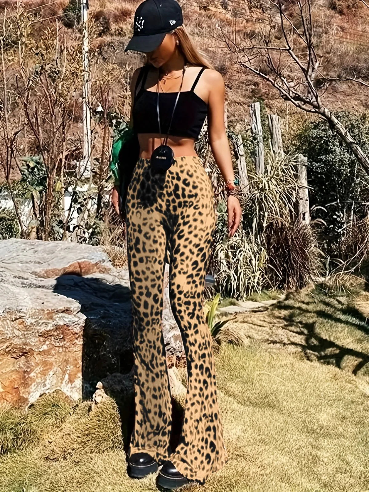 Cheetah Print Flare Leggings