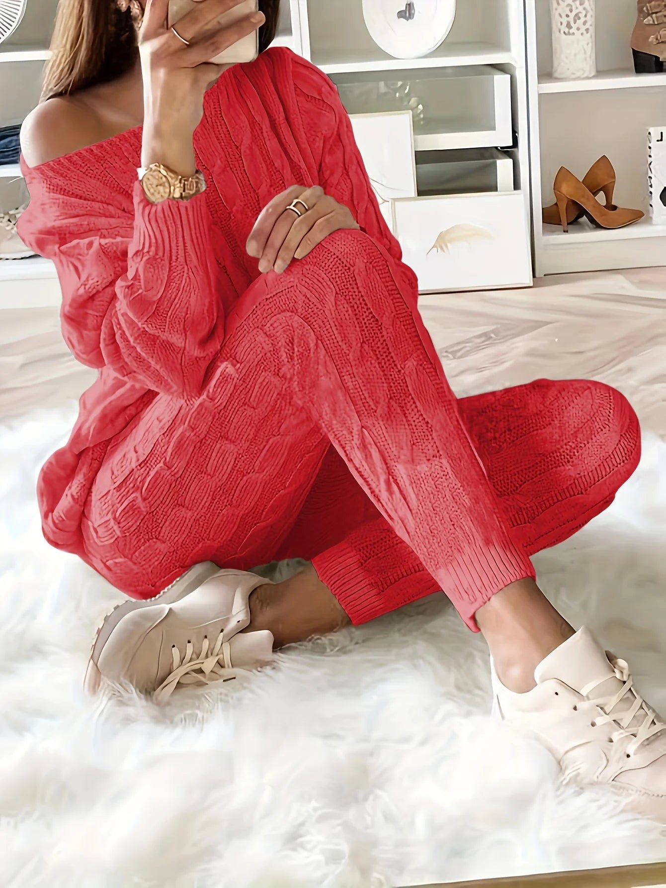 Solid Knitted Matching Two Piece Set