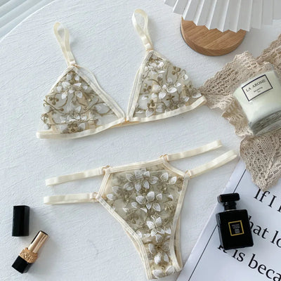 Cherry Blossom Floral Bra & Underwear Set