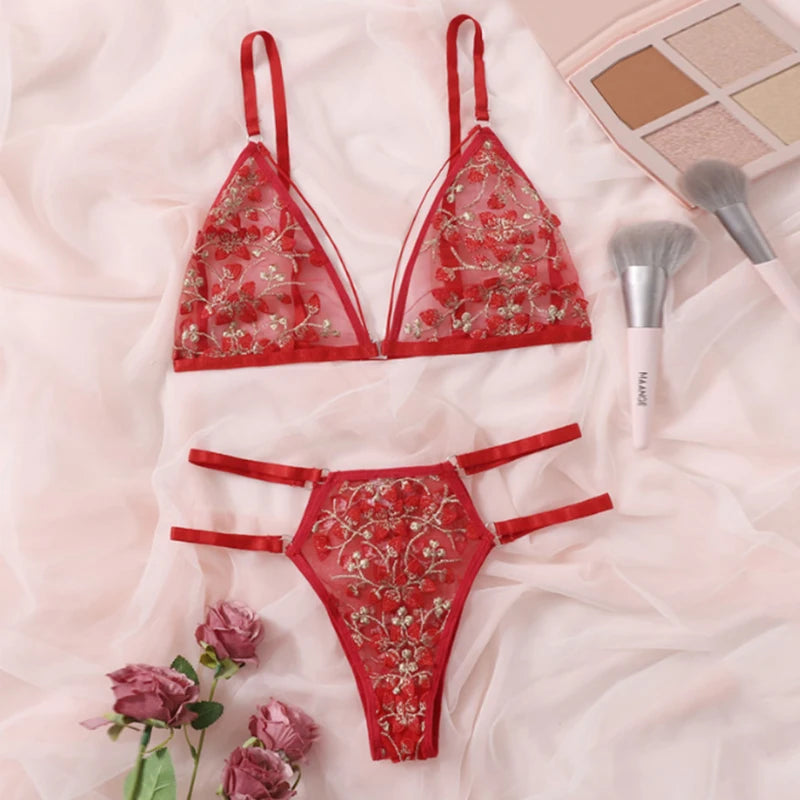 Cherry Blossom Floral Bra & Underwear Set