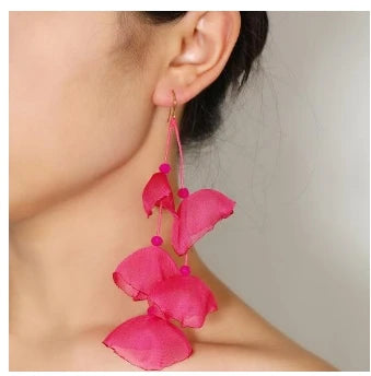 Long Charm Flower Earrings