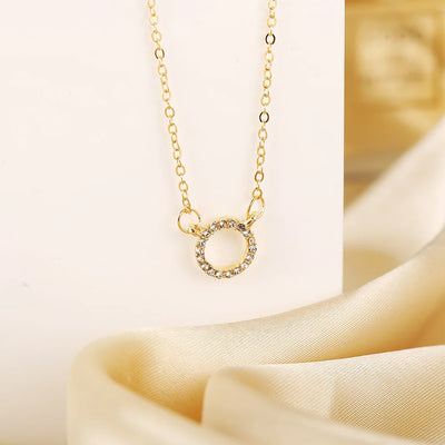Simple Crystal Circle Pendant Necklace
