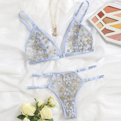 Cherry Blossom Floral Bra & Underwear Set