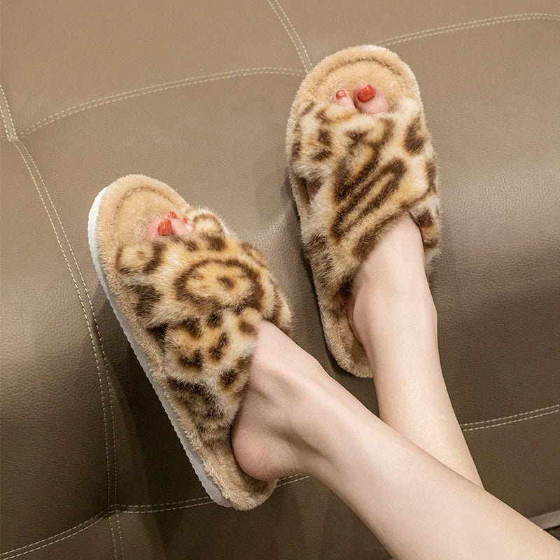 Veloura Open Toe Fuzzy Slippers