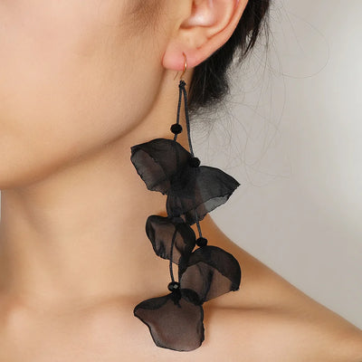 Long Charm Flower Earrings