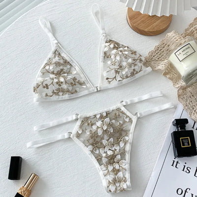 Cherry Blossom Floral Bra & Underwear Set