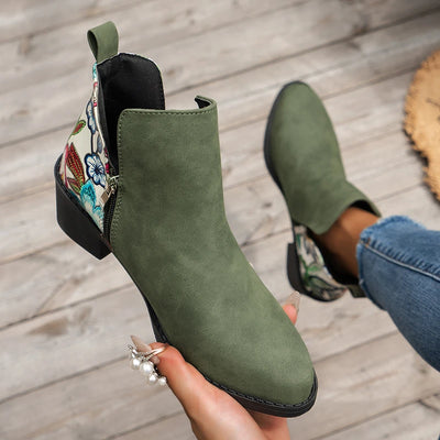 Zephyra Suede Floral Booties