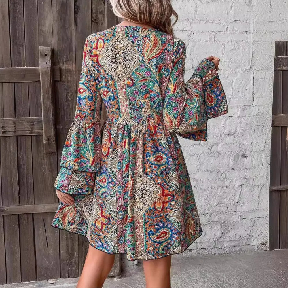 Rustic Paisey Butterfly Sleeve Dress