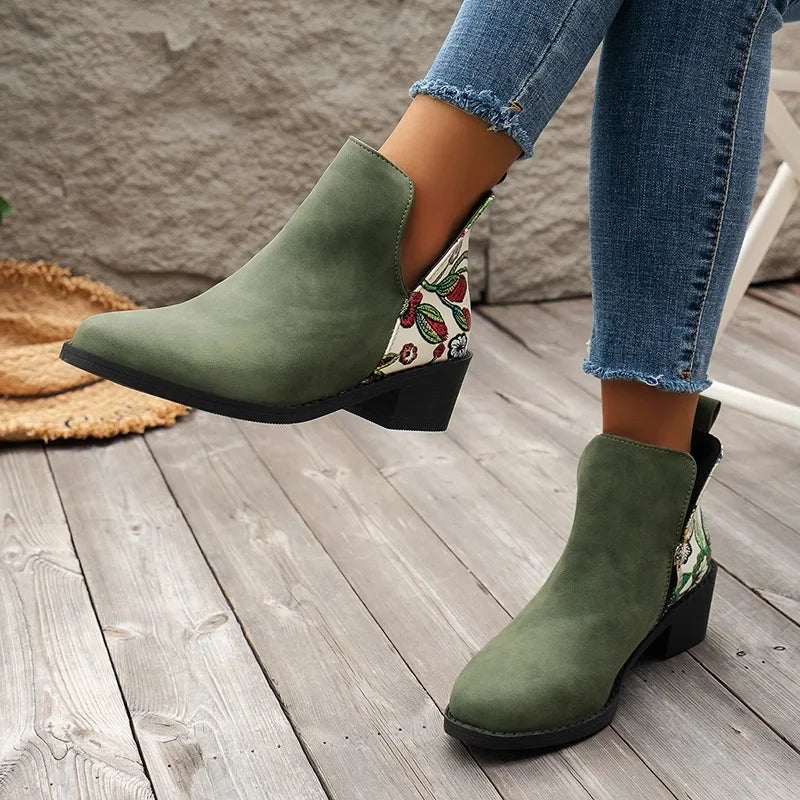 Zephyra Suede Floral Booties