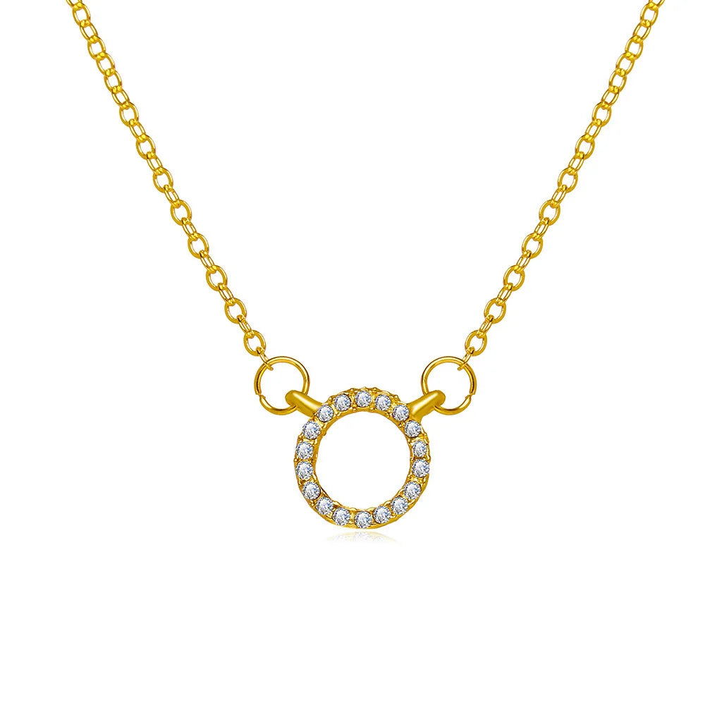 Simple Crystal Circle Pendant Necklace