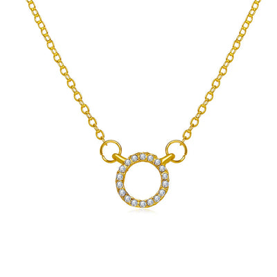 Simple Crystal Circle Pendant Necklace