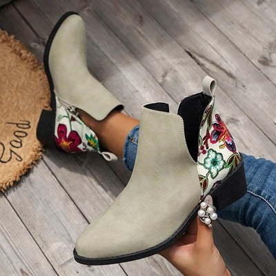 Zephyra Suede Floral Booties