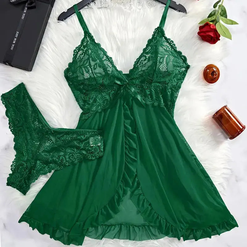 Lace Nightgown & Underwear Set