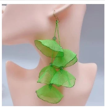 Long Charm Flower Earrings