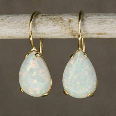 Gold Fire Opal Earrings