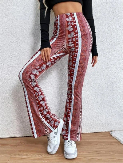 Tribal Paisley Floral Bell Bottom Leggings