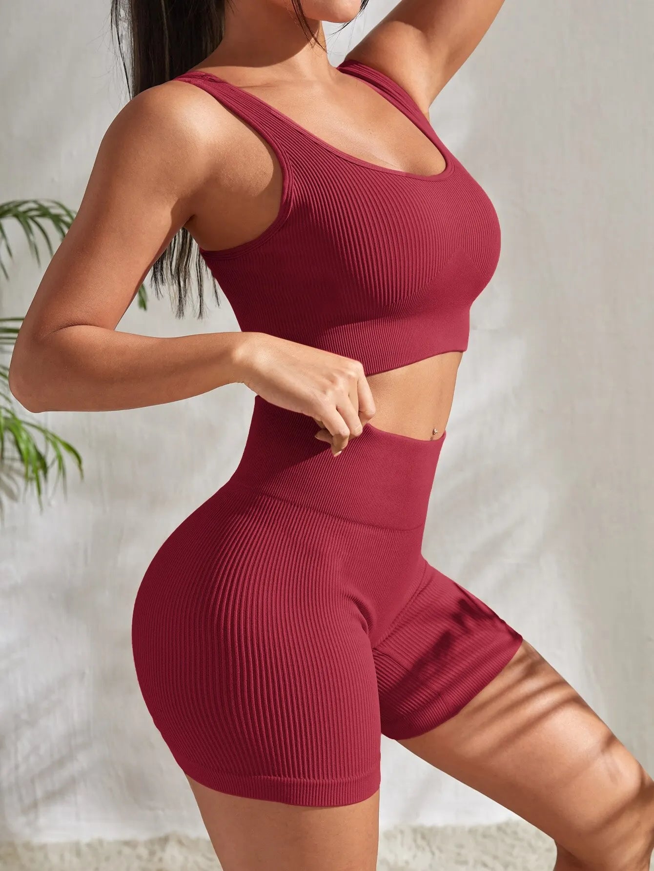 Seamless Ribbed 2 Piece Workout Set