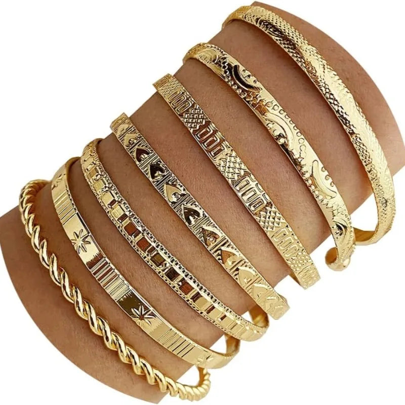 7 Piece Gold Bangle Bracelets Set