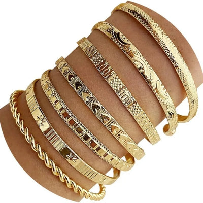7 Piece Gold Bangle Bracelets Set