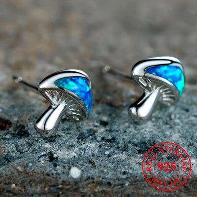 925 Opal Mushroom Earrings