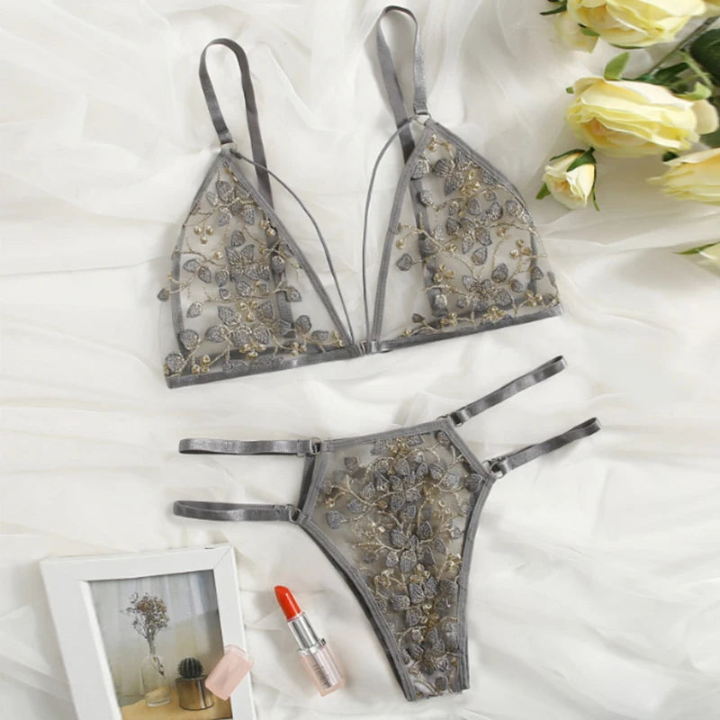 Cherry Blossom Floral Bra & Underwear Set