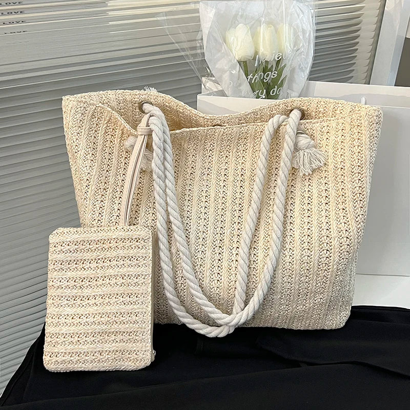 Ivory Stride Bag With Matching Coin Purse