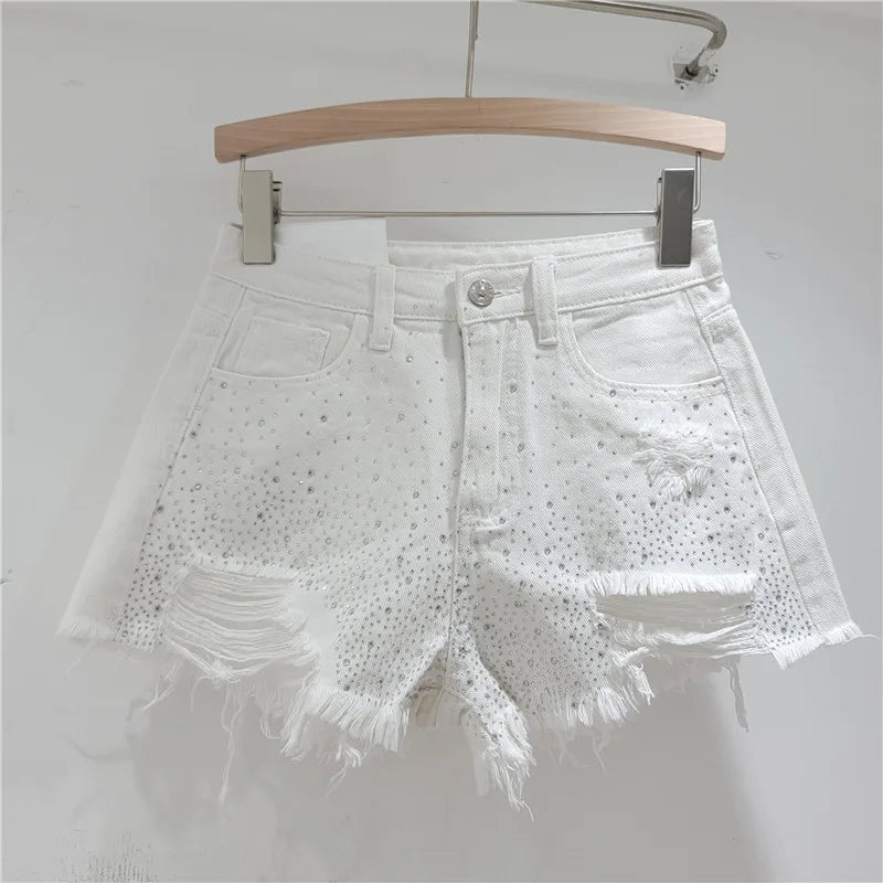 Novaire Bedazzled Denim Shorts
