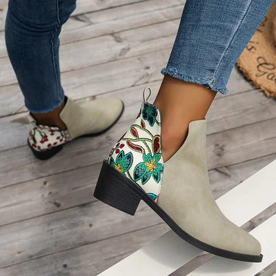 Zephyra Suede Floral Booties