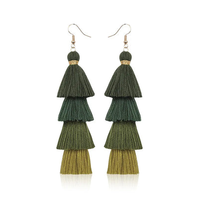 Boho 4 Layered Tassel Drop Earrings