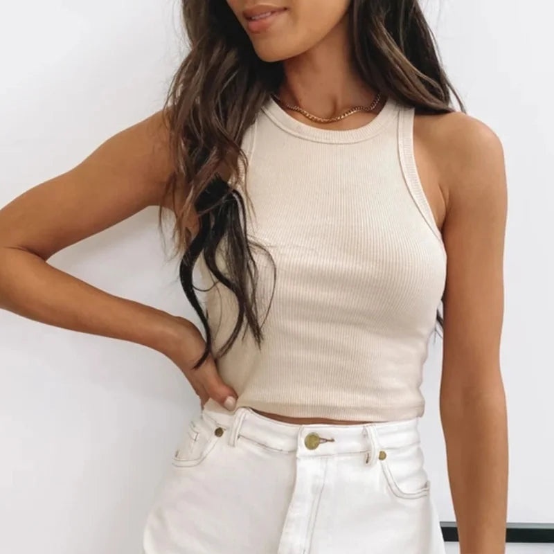 Orla White Ribbed Tank Top