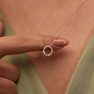 Simple Crystal Circle Pendant Necklace
