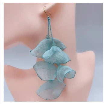 Long Charm Flower Earrings