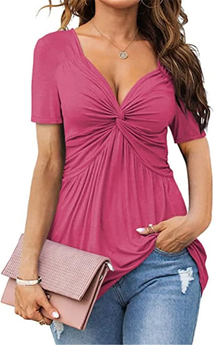 Orchid Twisted V-Neck Top
